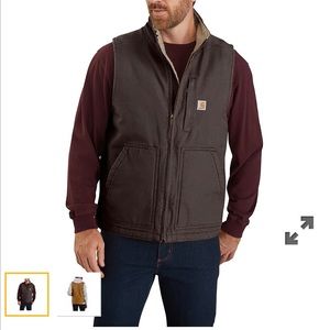 Carhartt Men’s Washed Duck Sherpa Lined Mock Neck Vest